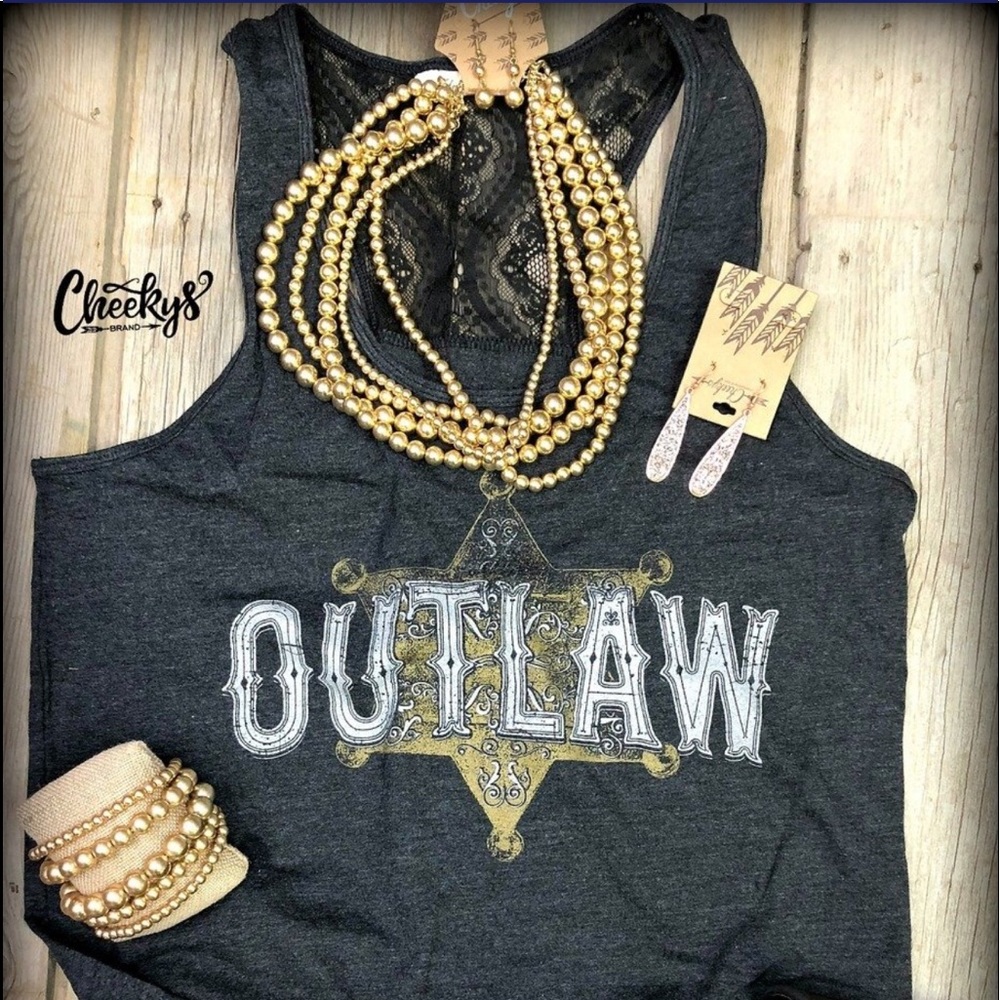 Outlaw Vintage Black Laceback Tank